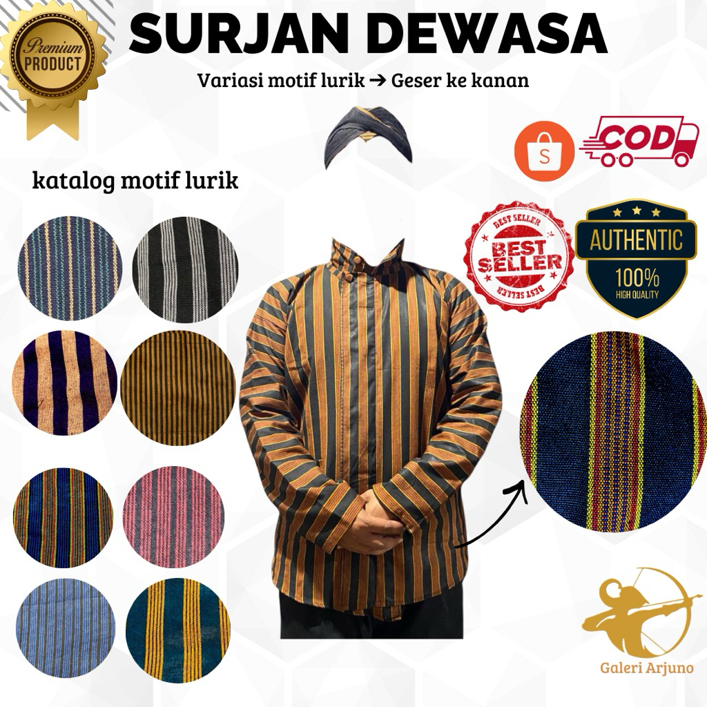 Surjan Lurik Pria Klaten Baju Adat Jawa Tradisional