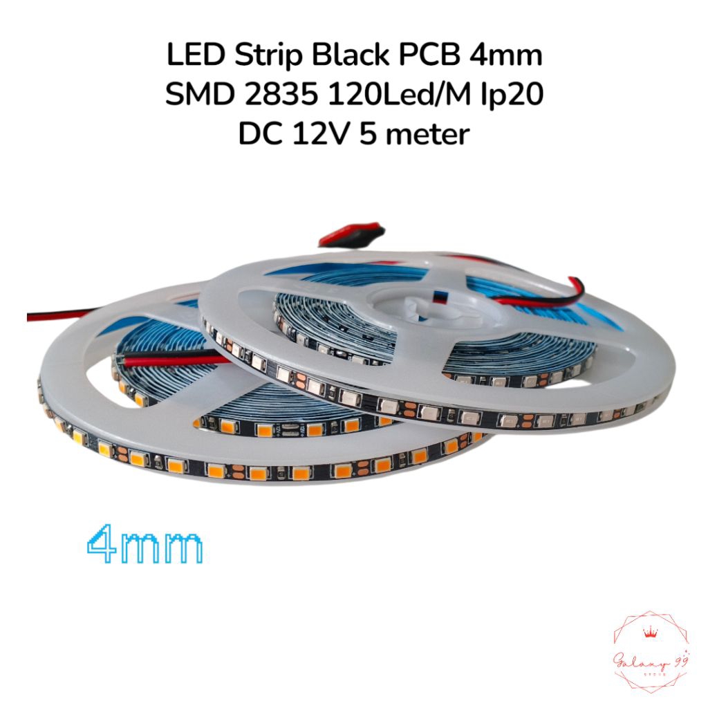 LED Strip Black PCB 4mm SMD 2835 120 LED/M IP20 DC 12V 5 meter