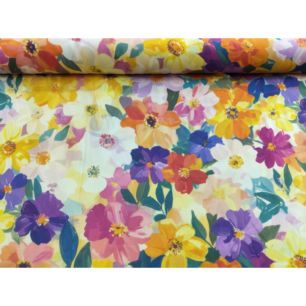 Bahan Kain Katun Rayon Viscose Garment Import Motip Bunga