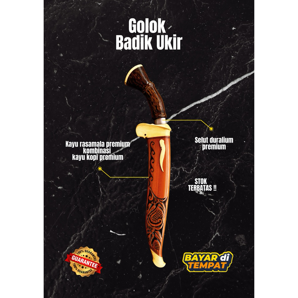 [BAJA BERKAH ABADI] GOLOK KEBUN BADIK UKIR GOLOK BAJA PER PREMIUM SUPER TAJAM Baja Per SUP9 Asli Ori