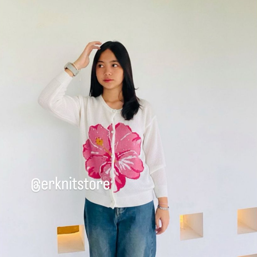 Mischa  Cardy Flower Cardigan Rajut Wanita