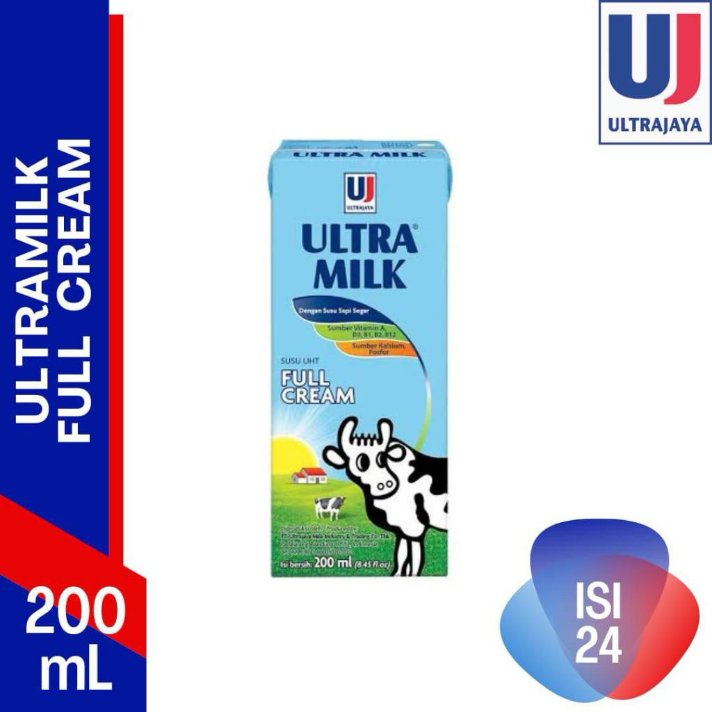 Susu UHT Ultra Milk FULLCREAM 200 ml - 1 karton isi 24pcs