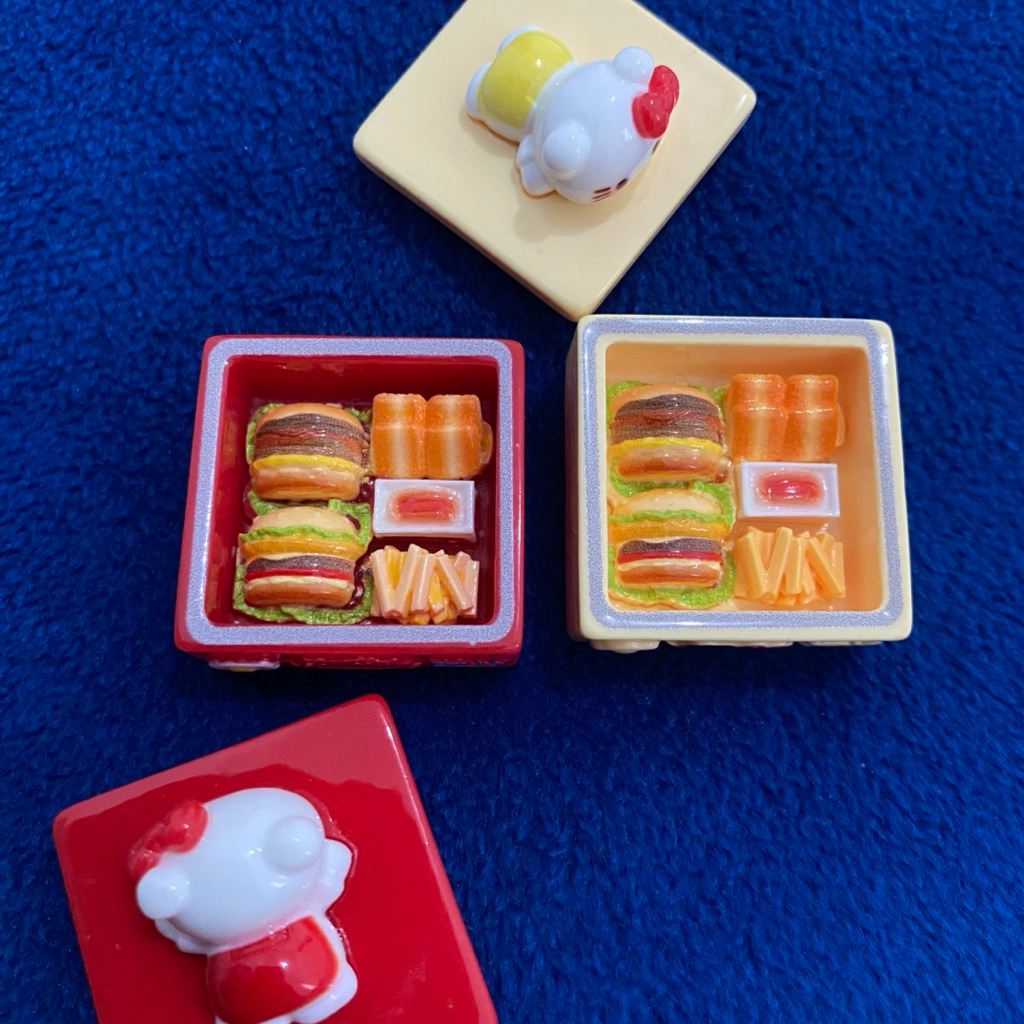 MAINAN ANAK MINI FIGURE HK MINIATUR BOX BENTO BURGER HELLO KITTY CLAY CUSTOM