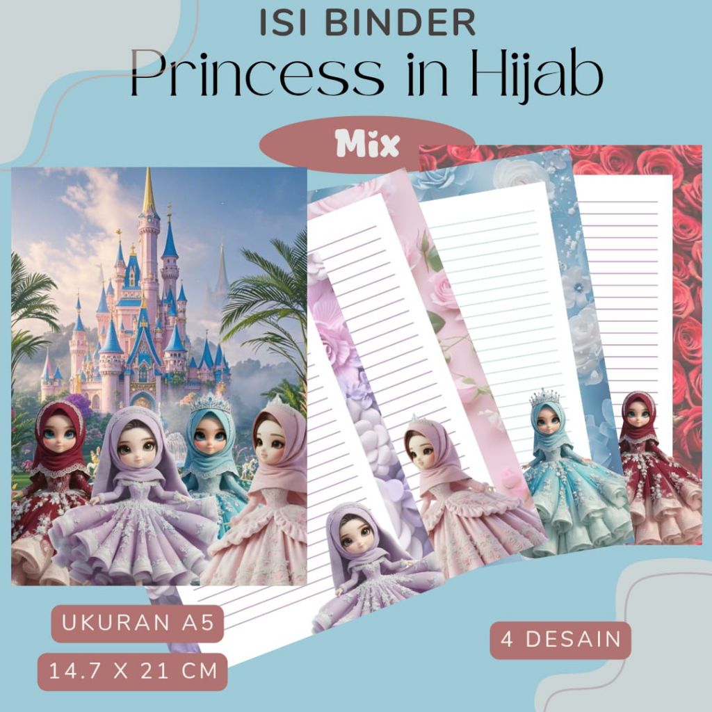 isi binder tema hijab princess ukuran A5