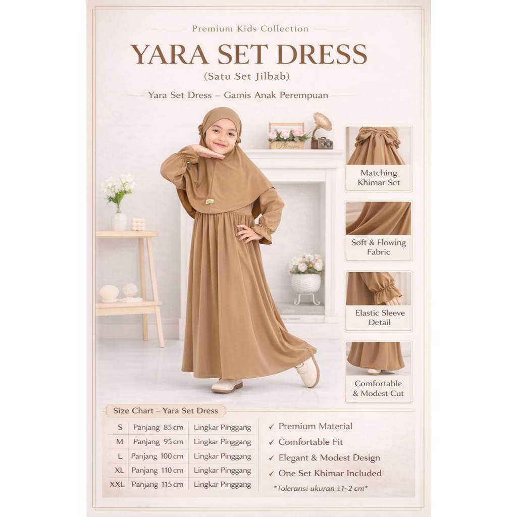 Shahia Servantina Yara Dress Gamis Anak Muslim Set