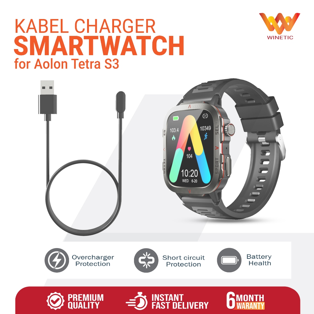 Kabel USB Charger Casan Smartwatch Jam Tangan Aolon Tetra S3 Magnetic Smart watch Type A Charging