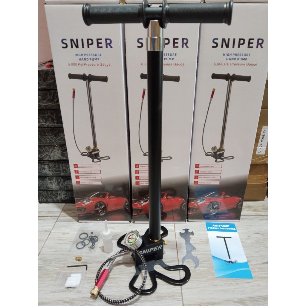 Pompa PCP Import 4 Stage Kaki Lipat Manometer Besar, Pompa 6000psi untuk  Unit PCP Big Game Mantap