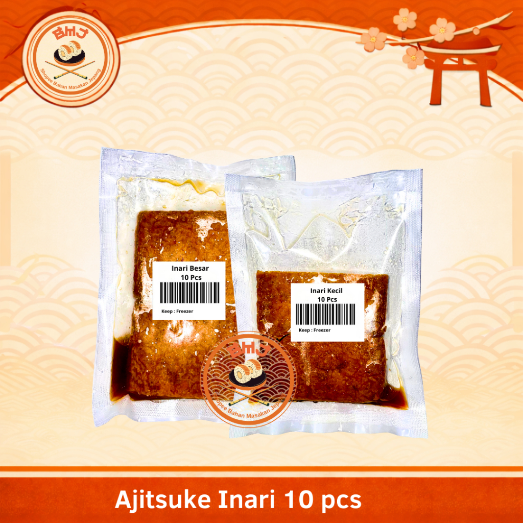 AJITSUKE INARI Kecil & Besar 10 pcs Halal // Kulit Tahu Berbumbu//Kulit/ Pouch Tahu Jepang Import un