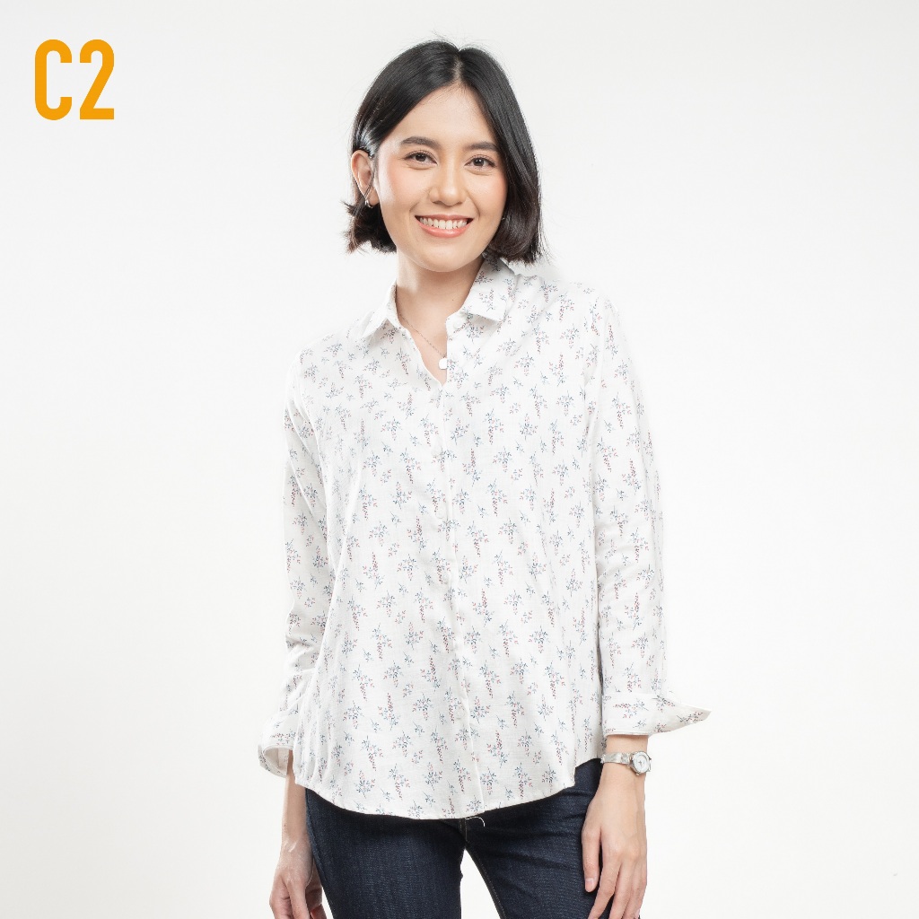 C2 Haylos Blue Kemeja Casual Wanita