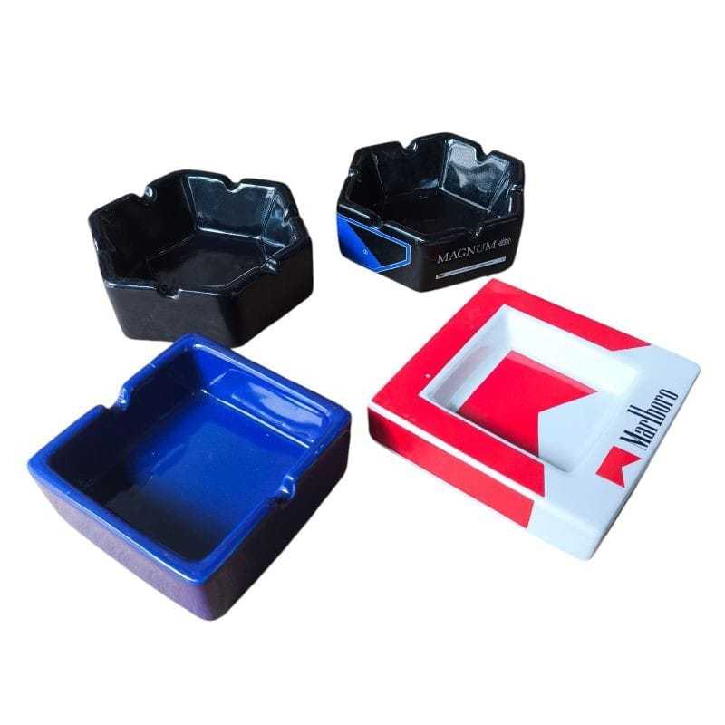 Asbak Keramik Estetik / Asbak Kotak Bulat Hitam / Wadah Abu Keramik Motif Elegan