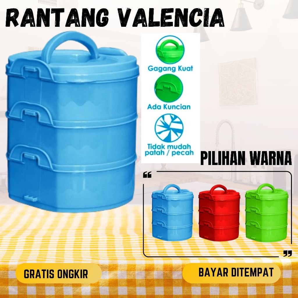 KIMPLAST RANTANG VALENCIA Susun 3/ Rantang susun 3 plastik / Rantang susun 3 / rantang susun Hajatan