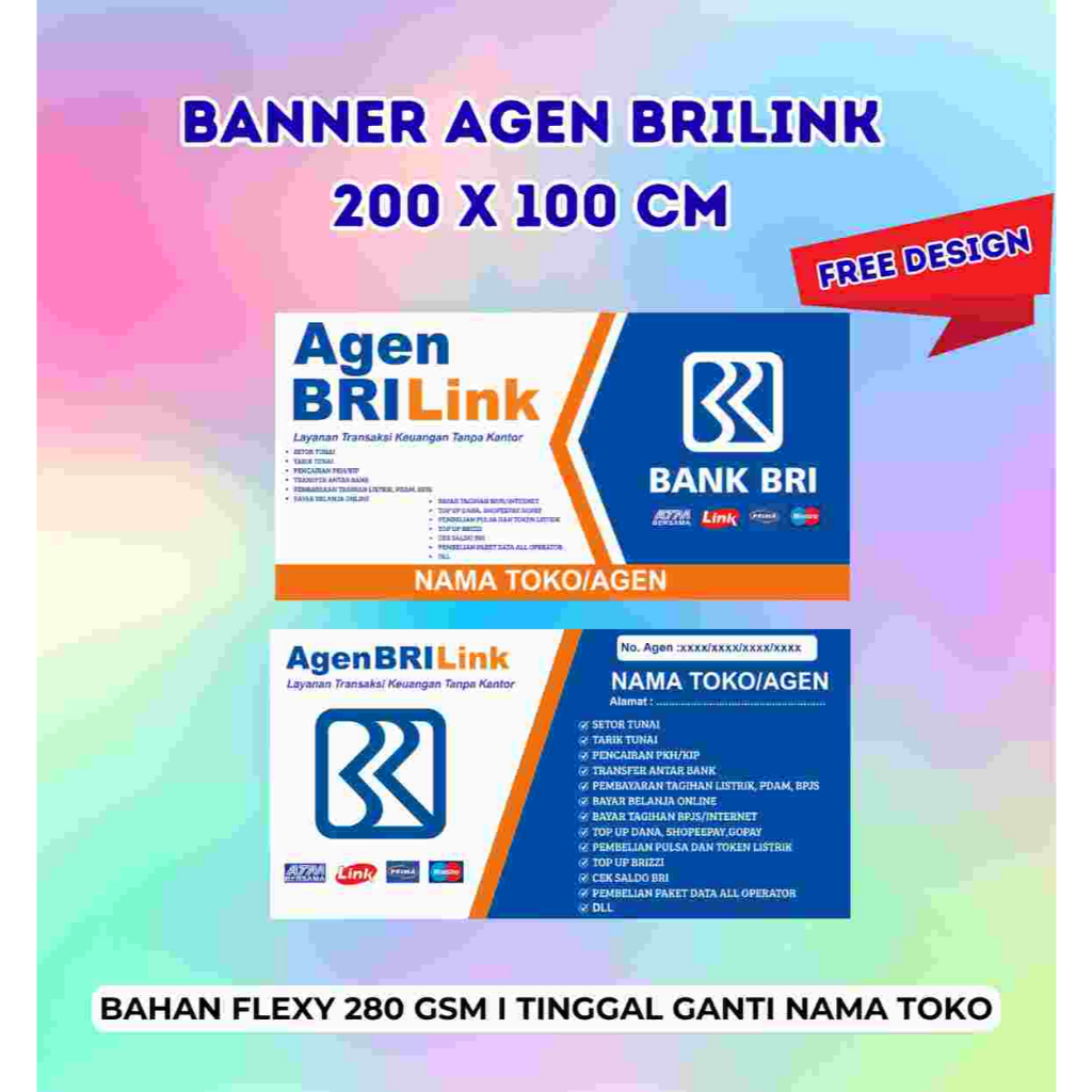 BANNER BRILINK/BANNER AGEN BRILINK CUSTOM 200X100CM/FREE DESIGN