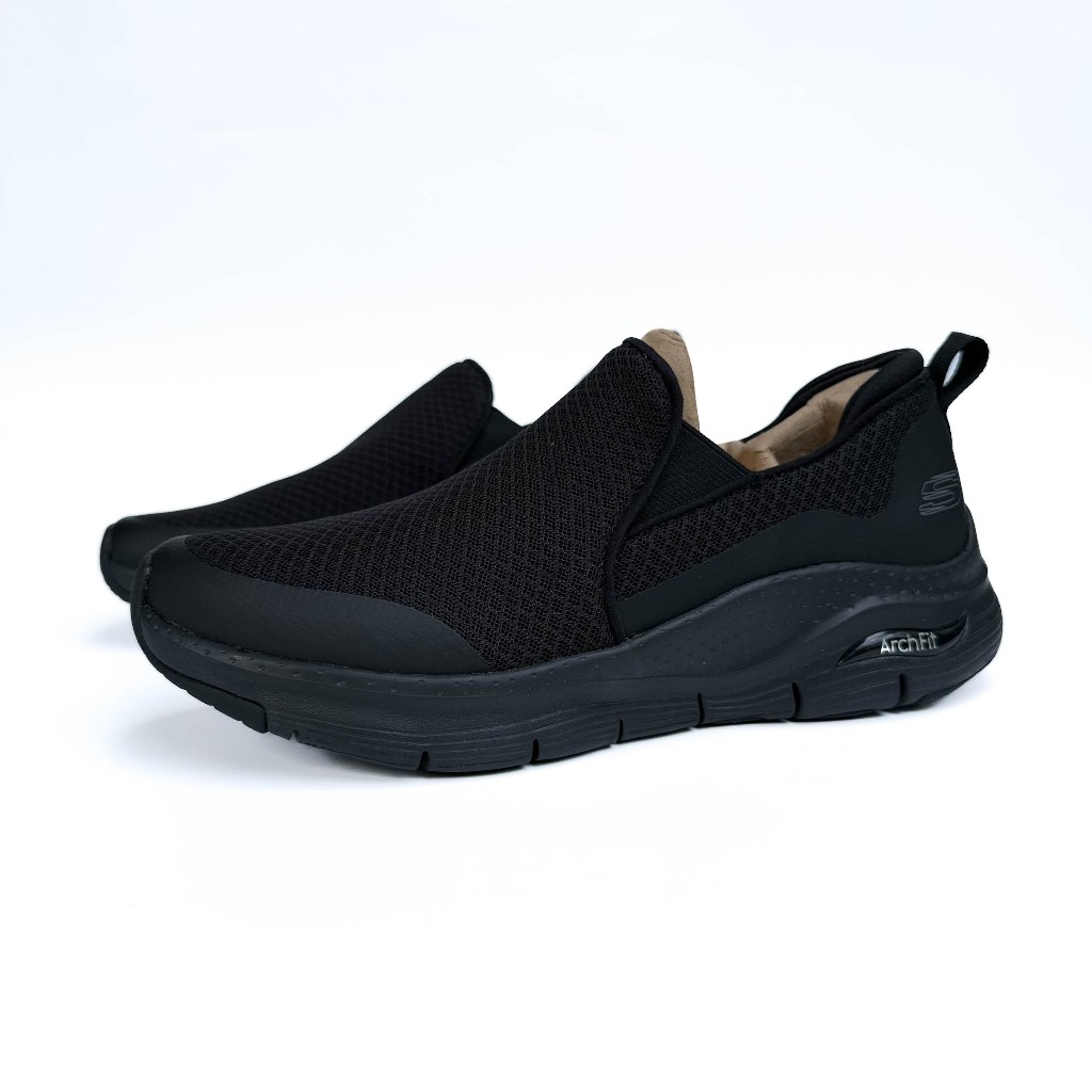 Skechers Arch Fit Banlin Black Original Sepatu Slip On Pria