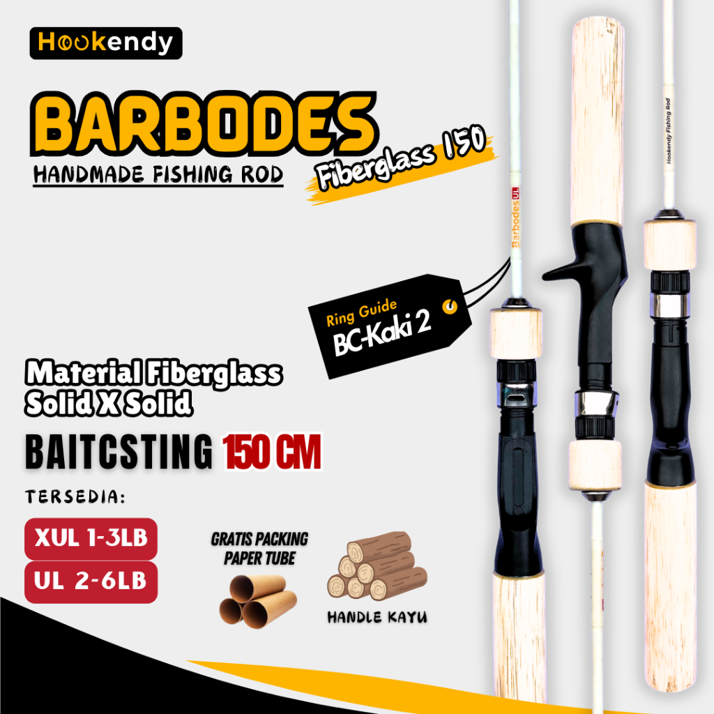 Joran Barbodes Fiberglass Baitcasting Putih