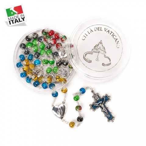 Yeraya Rosario Glass Murano Asli Warna Warni Made in Italy kalung rohani akrilik mutiara rosario war