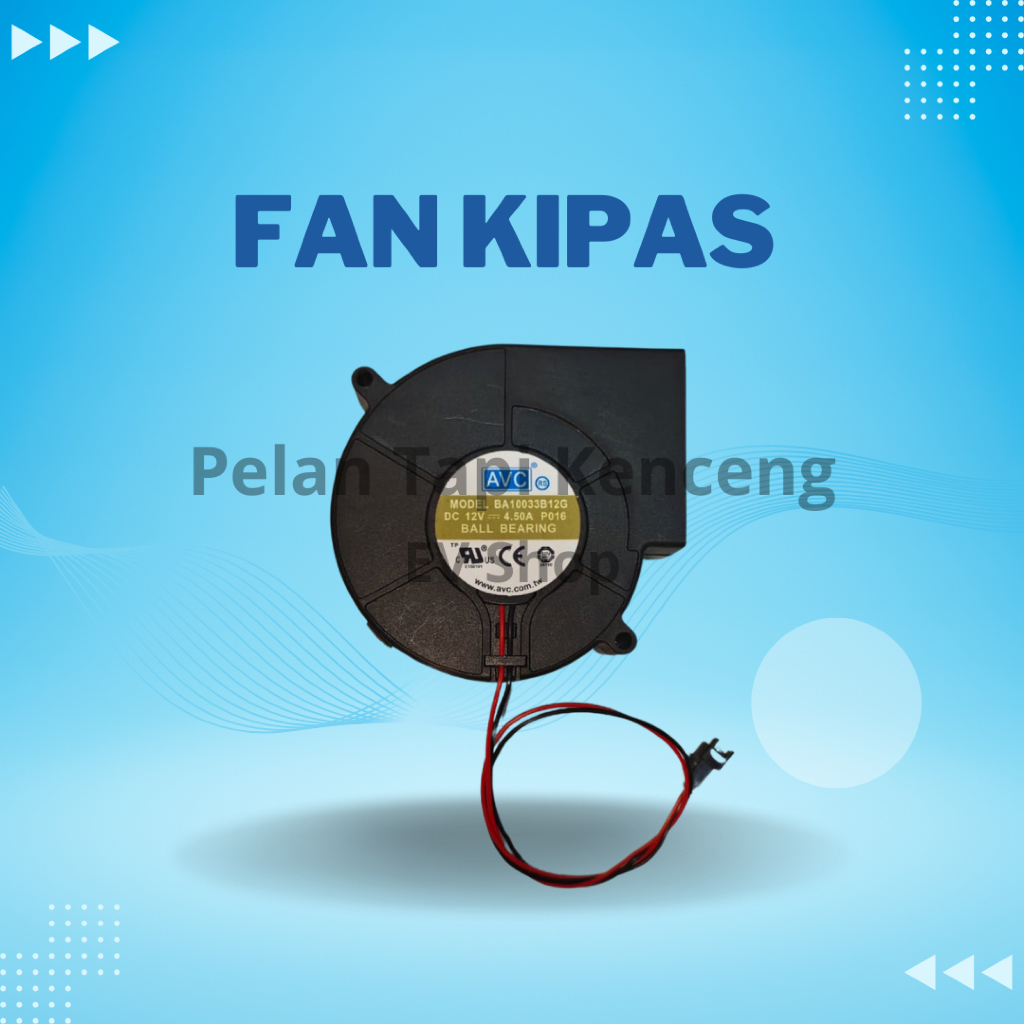 fan kipas 9cm 12v keong ball bearing merk AVC