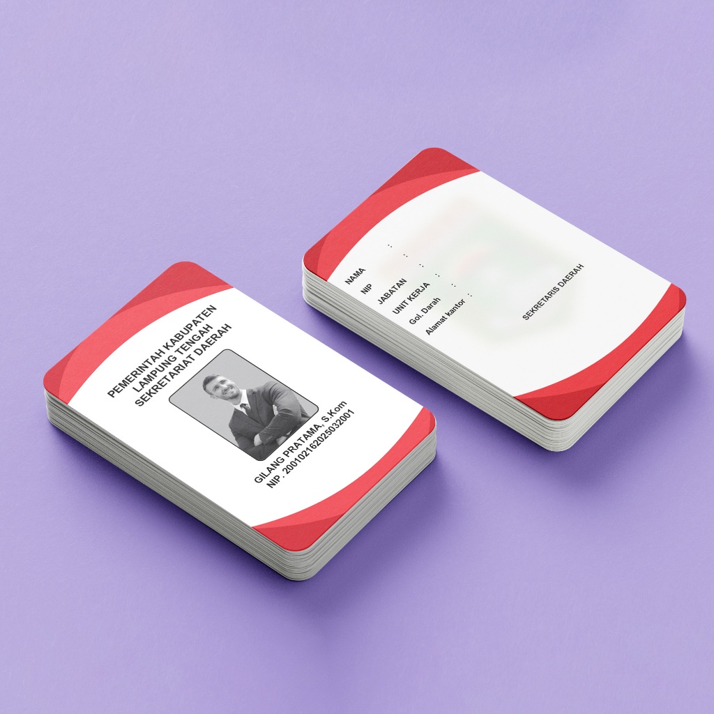 Tanpa Minimal Custom UV Print Design ID CARD PEGAWAI PNS PERUSAHAAN Name Tag