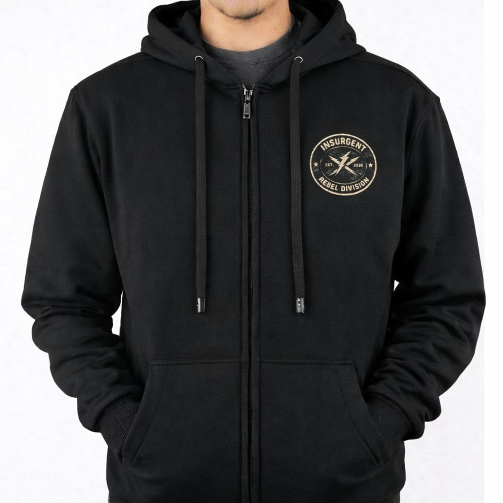 Hoodie Zipper Pria Insurgent Rebel Division - jaket hoodie pria full resleting streetwear