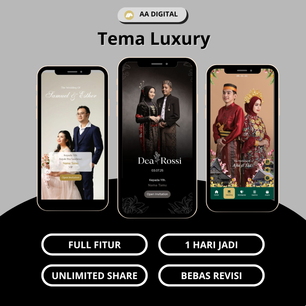 Undangan Digital Website Web Pernikahan Luxury Cantik,Rustic,Elegan,Unik