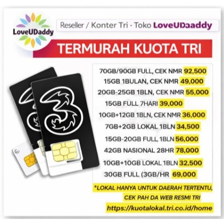 FAST RESPON Three Kuota Data Internet LTE 33GB 66GB 32GB Kuota Tri Happy Aon Getmore Data Tri Mini
