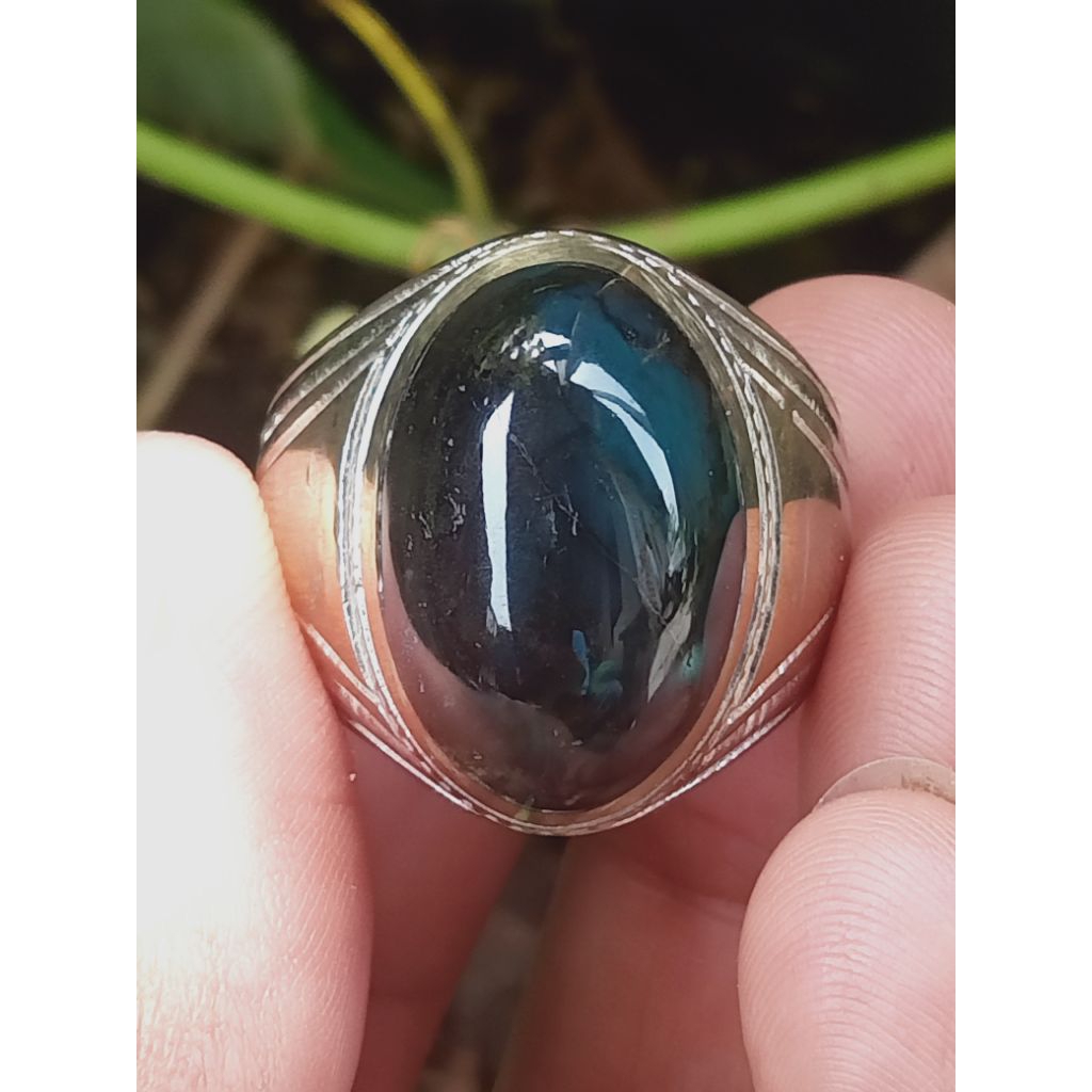 Cincin Bacan Doko Serat Kura - Natural ( Batu Akik asli Ternate - bukan obi kalimaya fire opal kecub