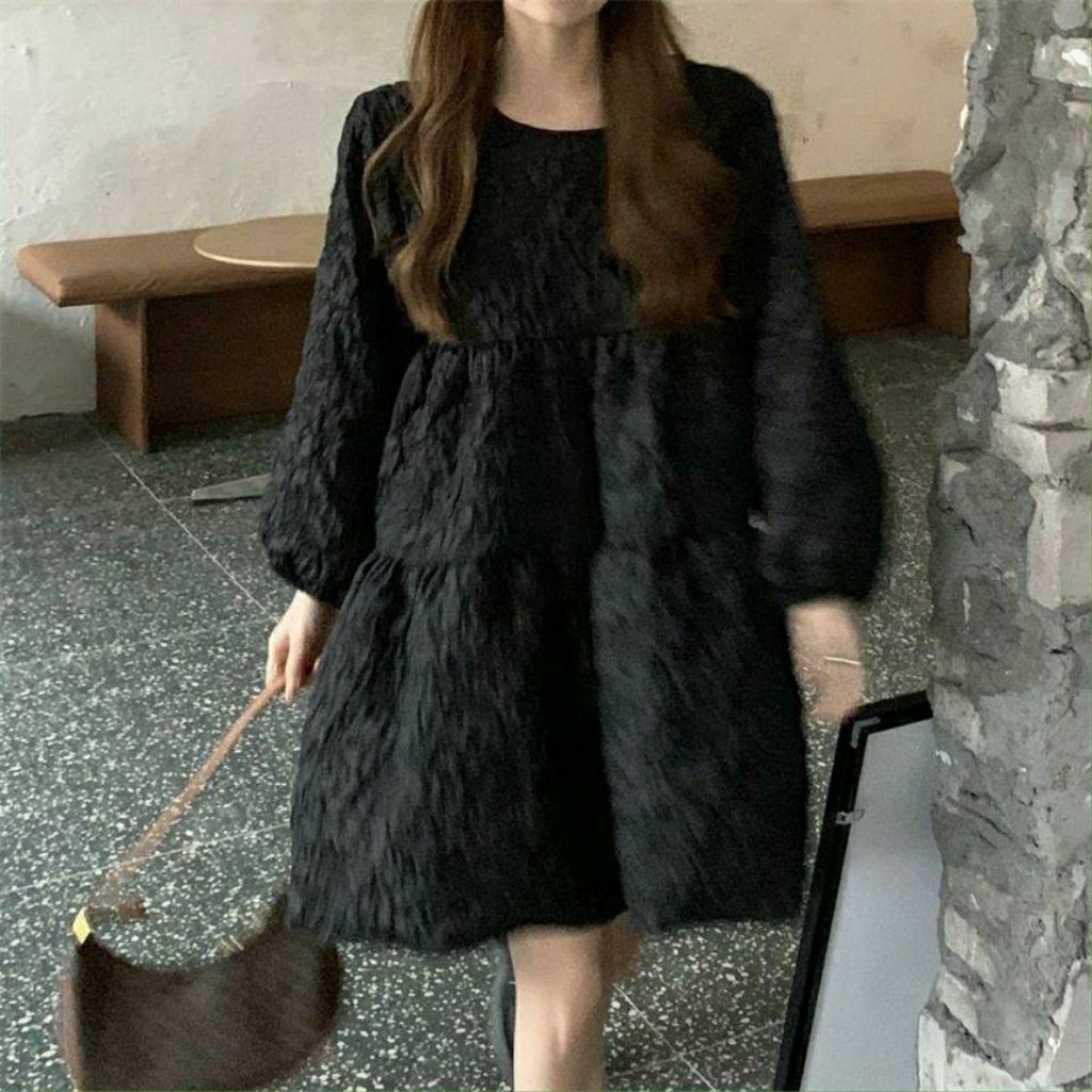 Nonna Dress Lengan pjg Dress gaya longgar polos