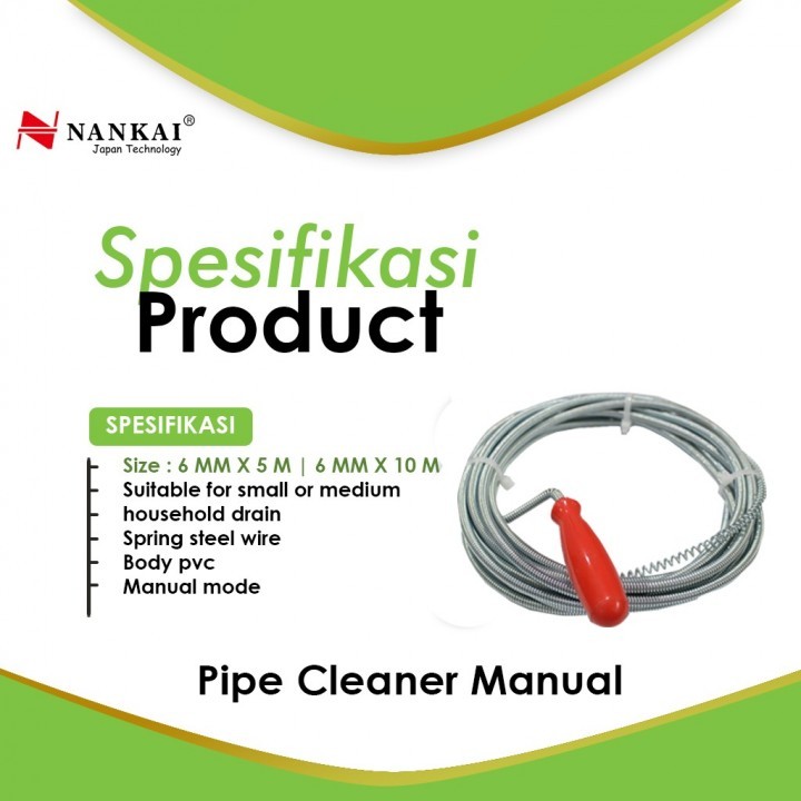 Nankai Pipe Cleaner Manual 10m Anti Sumbat