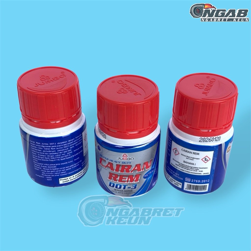 1BUAH OLI MINYAK REM JUMBO DOT 3 WARNA MERAH ALL MOTOR YAMAHA DAN HONDA