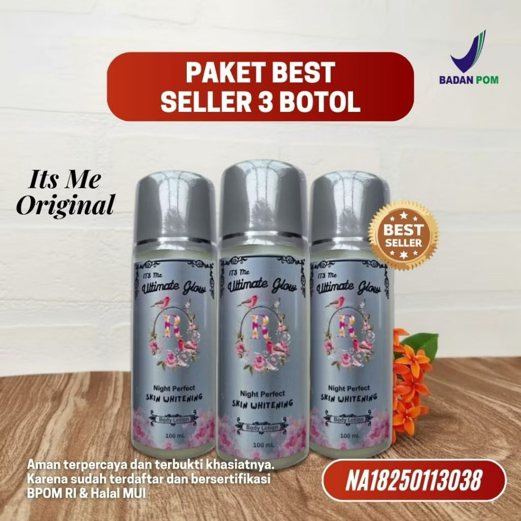 (Paket 3 Botol) HB ITS ME ULTIMATE GLOW 7X / HB Pemutih Badan / Lotion Pemutih