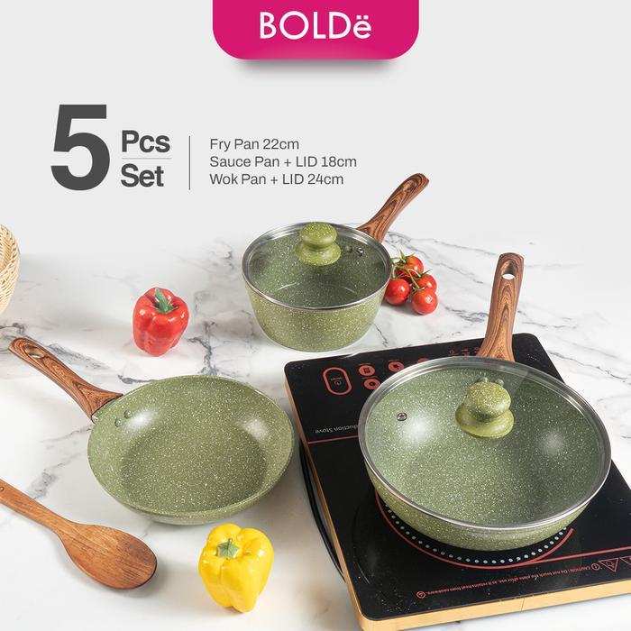 BOLDe Organic Green Pan Set 5Pcs - PANCI SET 5 pcs