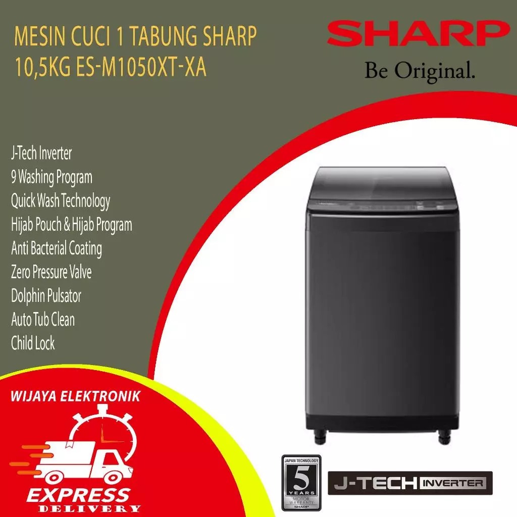 MESIN CUCI 1 TABUNG SHARP 10,5KG ES-M1050XT