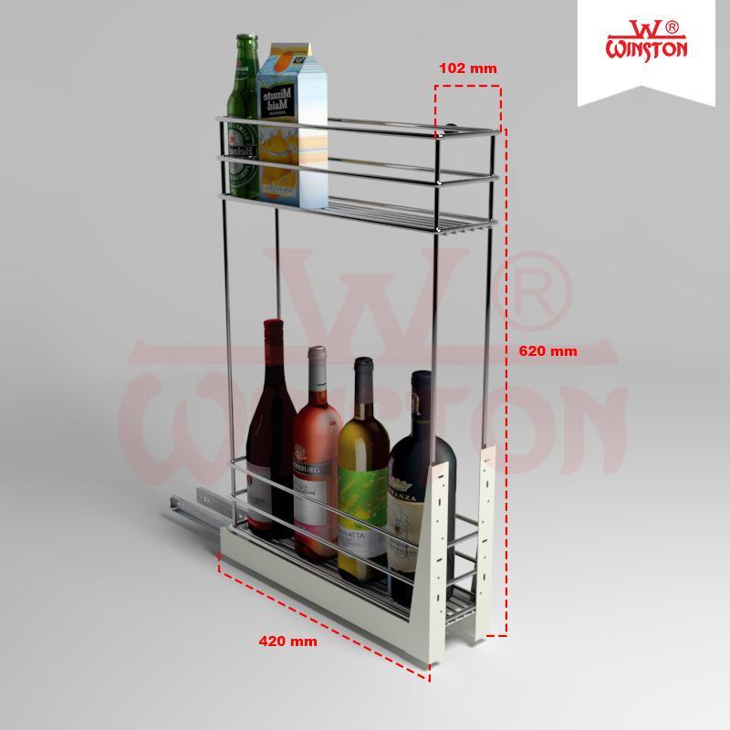 Rak Tarik Botol Bumbu Dapur Stainless dan Chrome Winston WW OK 023A for Kitchen Set Cabinet 15 cm Te