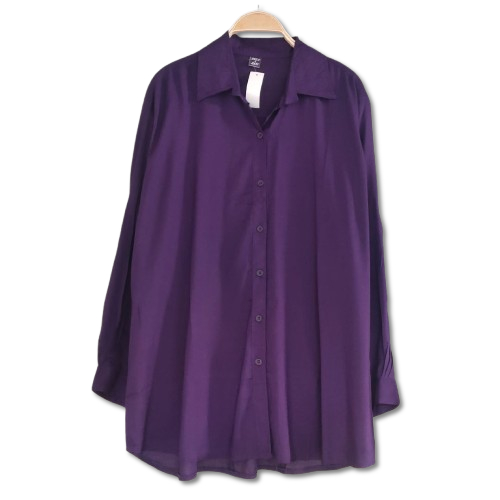 Kemeja polos rayon jumbo - Emile_emilee - ungu terong full kancing lengan kancing