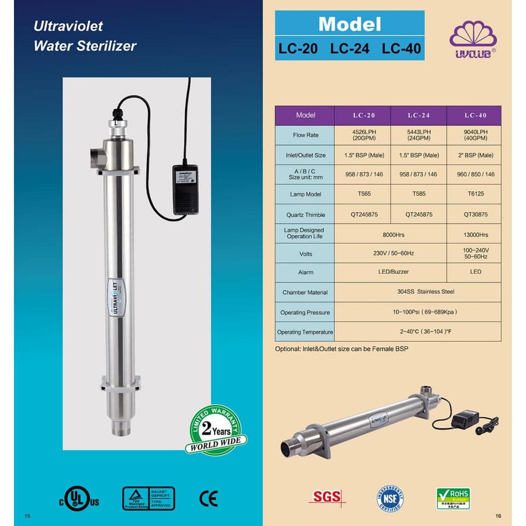 ultraviolet water sterilizer 24 gpm Wonder / UV wonder 24gpm