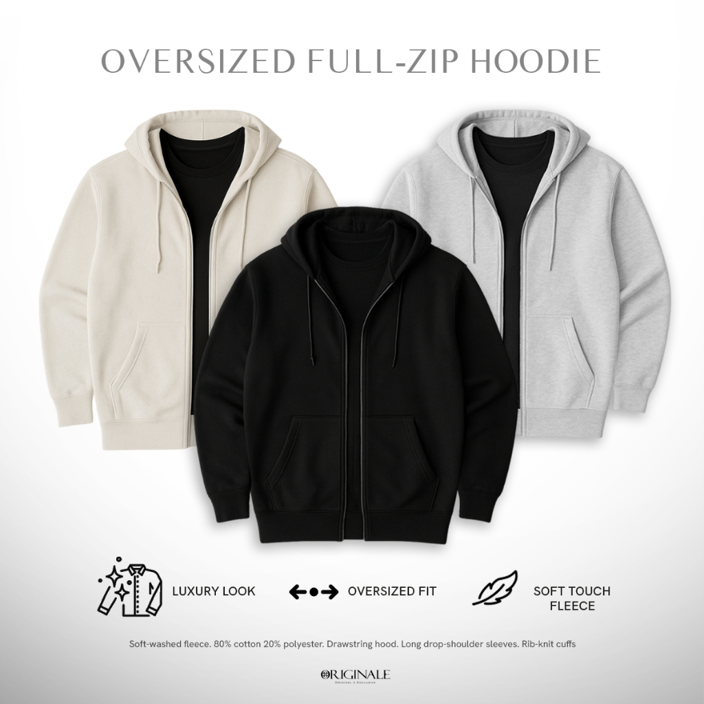 Hoodie Zipper Boxy | Hoodie Zipper - Oversized Cotton Hoodie by OLN
