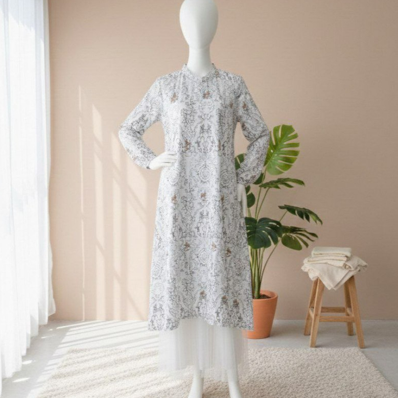 Gamis Bordir Tile Matahari - Gamis Bordir Tile - Dress Motif - Dress Muslimah