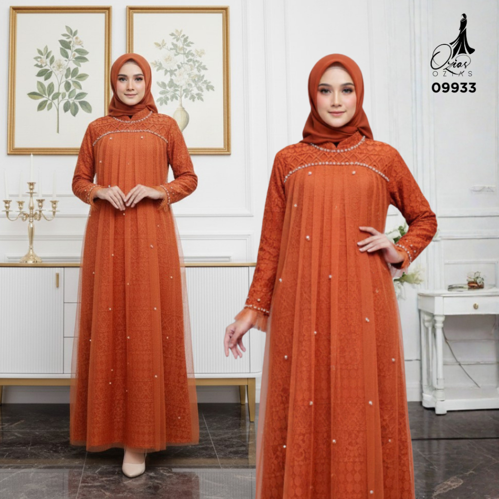 Ozias - Gamis Brokat Fimela 09933 I Gamis Kondangan Jumbo I Fashion Muslimah