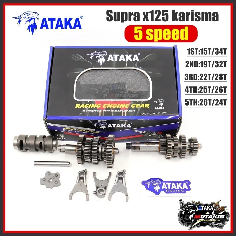 ATAKA RACING Gigi Rasio Gearbox 5 Speed KPH Supra X 125 Karisma 125 Close Ratio