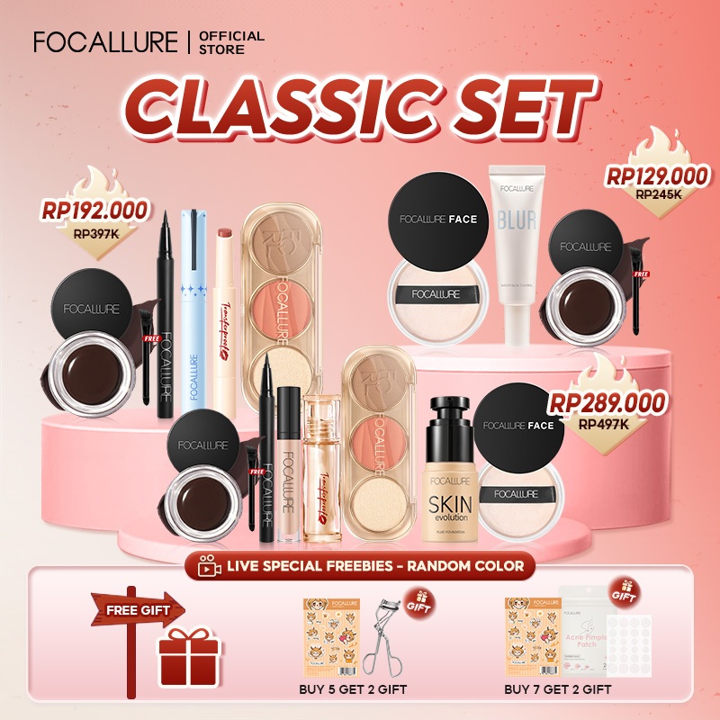 [Hot Bundle]FOCALLURE Makeup Set 3/5/7PCS Bundle Lip tint Eyeshadow Foundation Eyeliner Blush Powder