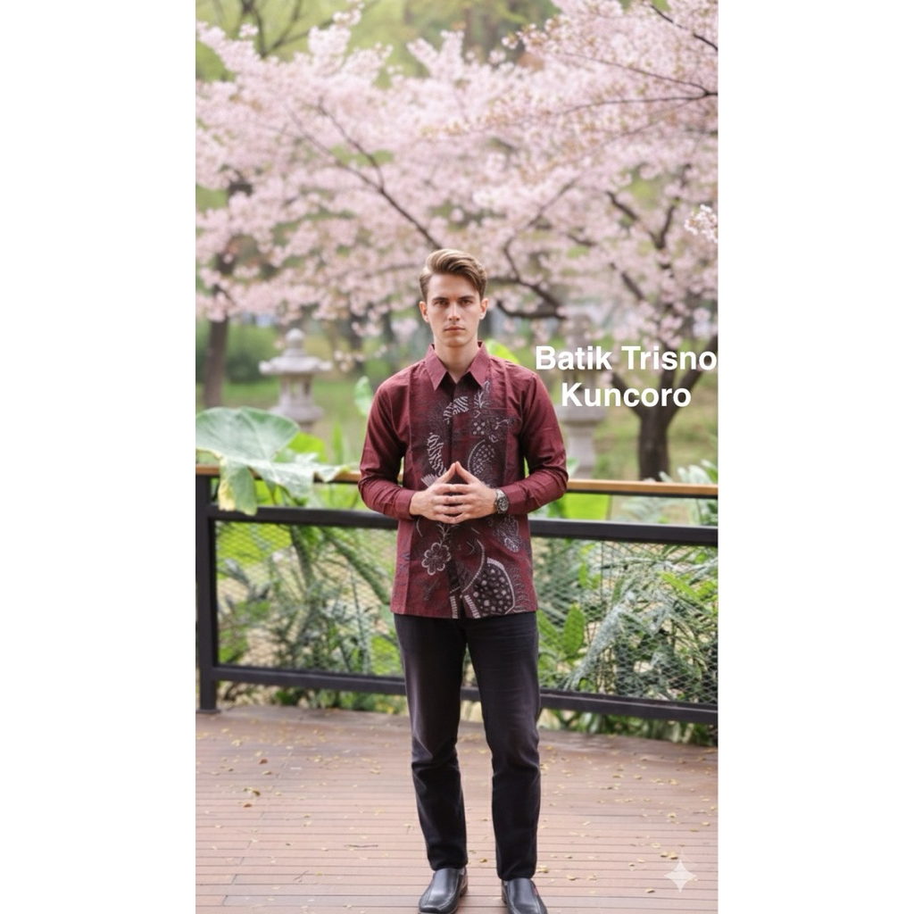 Kemeja Batik Pria  Motif JATAYU Lengan Panjang Slimfit Bahan Katun Premium