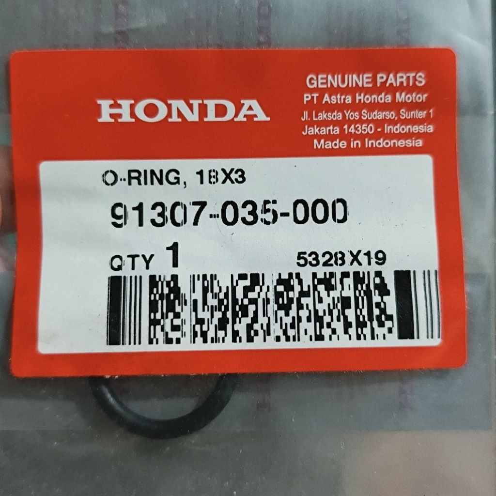 O-Ring 18X3 91307-035-000 Sil Seal Oring Tutup Oli Mesin ORI Honda