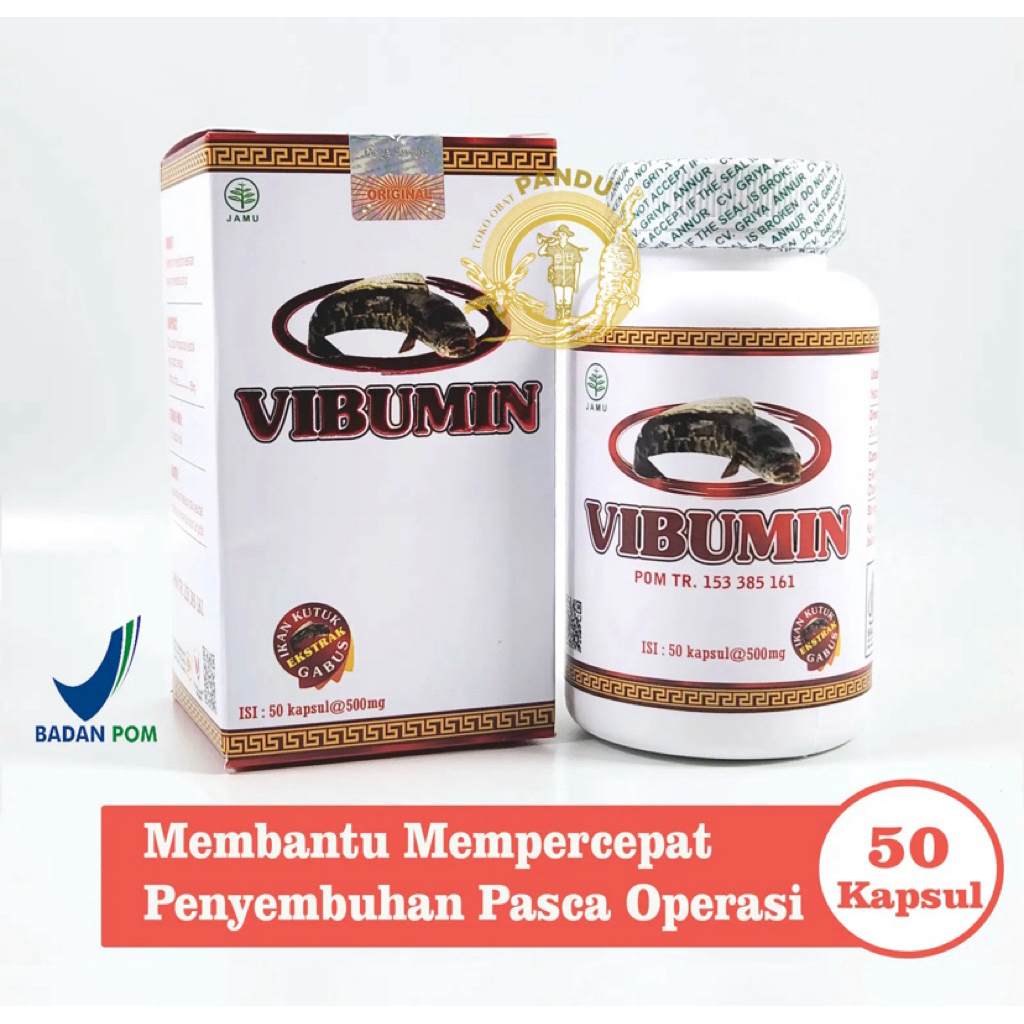 VIBUMIN 50 Kapsul 500mg Ikan Gabus Pengering Luka Pasca Operasi