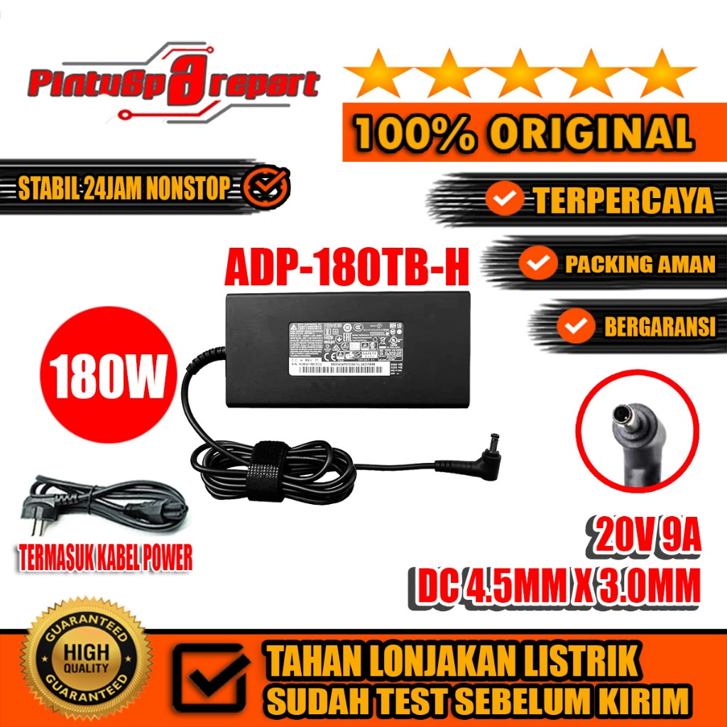 (GENUINE DELTA ADP-180TB-H 20V 9A 180W DC4.5*3.0) ORIGINAL CHARGER MSI BRAVO 15 GF75 GL76 B7ED GF66 