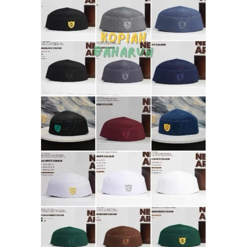 Peci Baharun | Peci Malaysia warna Navy, Navy gold, Abu muda, Abu tua, Hijau, Hijau gold