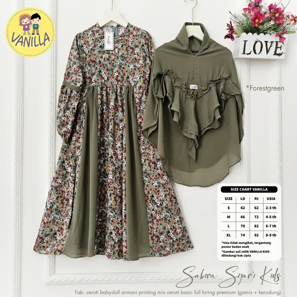 NEW Sabira syar'i kids ori vanilla / gamis set hijab anak terbaru / gamis anak lebaran 2026