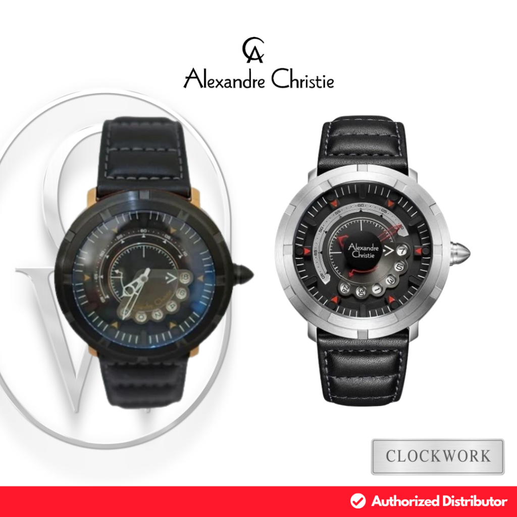 Jam Tangan Pria Alexandre Christie AC 3033 MAL Kulit Automatic Minimalis Simple