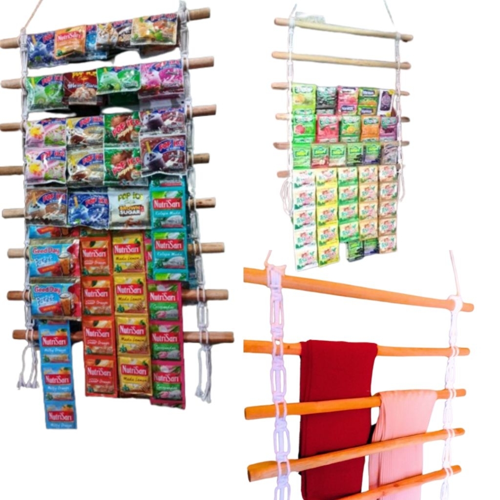 Rak Gantungan Snack Warung 10 susun Jajanan Kopi Display Toko Rentengan Tempat Penyimpanan Jajanan W