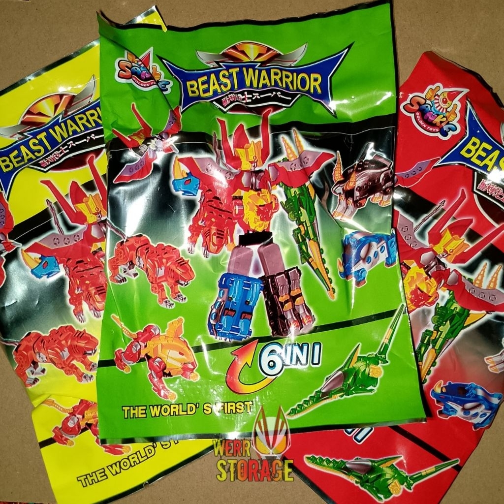 figure mainan jadul robot power rangers beast warrior wild force model rakit