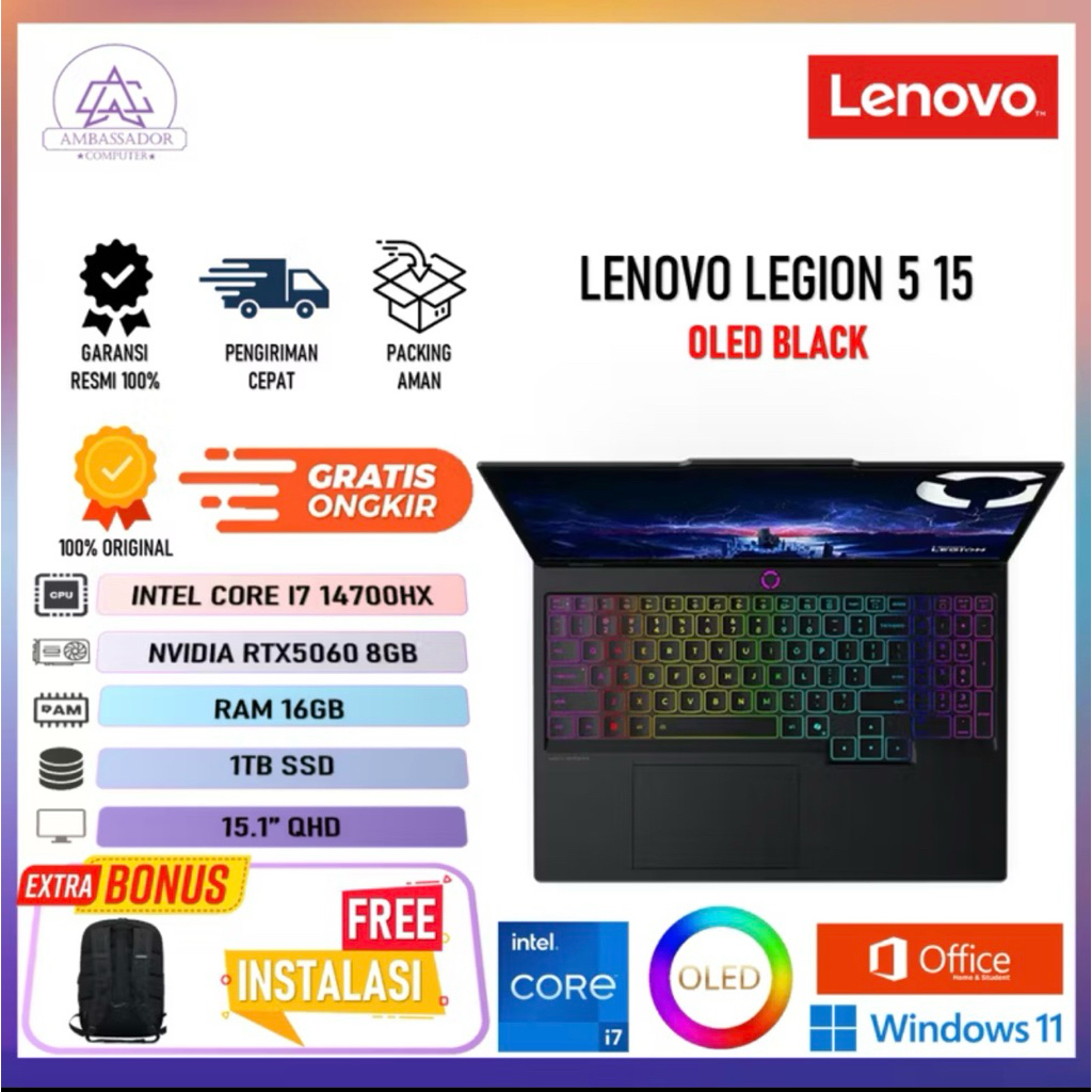 LENOVO LEGION 5 15 OLED I7 14700HX RTX5060 16GB 1TB