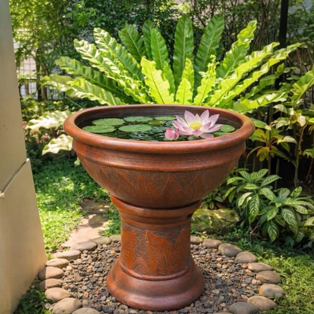 Pot Teratai 50cm Tebal Gerabah Tanah Liat (FREE PACKING KAYU)